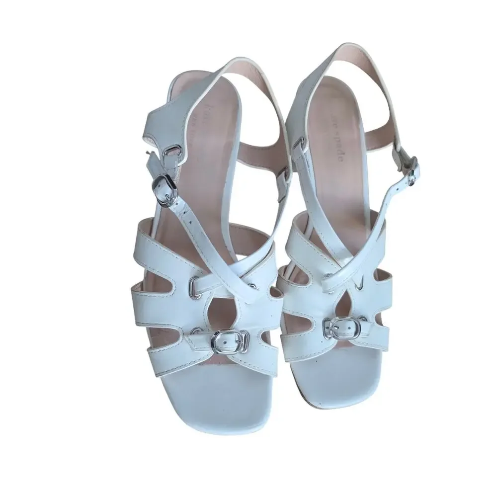 Kate Spade White Strappy Heeled Sandals Size 7.5